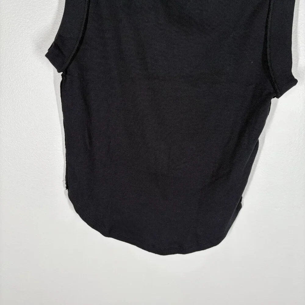 We The Free Women M Black Ribbed Casual Crew Neck Kate Tank Top NWOT - Picture 4 of 11